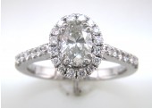 18ct White Gold Diamond Halo Set Engagement Ring 1.22 Carats