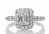 18ct White Gold Diamond Cluster Ring 1.23 Carats
