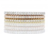 9ct Stackers Set Rose/White/Yellow Gold Claw Set Semi Eternity Diamond Rings 0.75 Carats