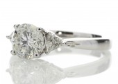 18ct White Gold Single Stone Diamond Ring With Stone Set Shoulders 1.59 Carats
