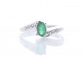 9ct White Gold Diamond And Emerald Ring 0.01 Carats