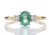 18ct Yellow Gold Diamond And Emerald Ring 0.20 Carats