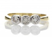 18ct Yellow Gold Diamond Rub Set Trilogy Ring H SI 0.50 Carats