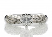 18ct White Gold Single Stone Diamond Claw Set With Stone Set Shoulders Ring 1ct
