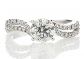 18ct White Gold Solitaire Diamond Ring With  Two Rows Of Shoulder Set Diamonds 1.31 Carats