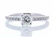 18ct White Gold Solitaire Diamond Ring With Stone Set Shoulders 0.63 Carats