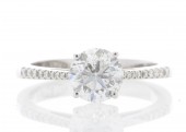 18ct White Gold Single Stone Claw Set With Stone Set Shoulders Diamond Ring 1.83 Carats