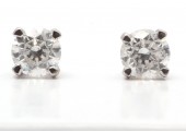 18ct White Gold Solitaire Diamond Earrings D SI1 1.00 Carats