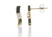 9ct Yellow Gold Wave Diamond Set Earrings 0.20 Carats