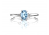 9ct White Gold Diamond And Blue Topaz Oval Shaped Ring 0.01 Carats