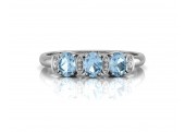 9ct White Gold Diamond & Blue Topaz Half Eternity Ring 0.01 Carats