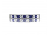 9ct White Gold Diamond And Sapphire Half Eternity Ring 0.12 Carats