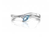 9ct White Gold Diamond And Marquise Shaped Blue Topaz Ring 0.03 Carats