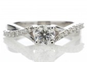 18ct White Gold Single Stone diamond Ring With Stone Set Shoulders 0.72 Carats