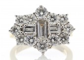 18ct White Gold Boat Shape Cluster Diamond Ring 3.00 Carats