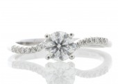 18ct White Gold Single Stone Ring With Diamond Set Shoulders 0.73 Carats