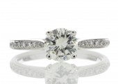 18ct White Gold Solitaire Diamond Engagement Ring With Stone Set Shoulders I SI2 1.15 Carats