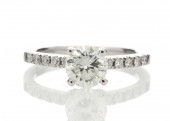 18ct White Gold Single Stone Diamond Ring With Stone Set Shoulders 1.25 Carats
