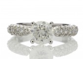 18ct White Gold Single Stone Claw Set Ring With Stone Set Shoulders 1.58 Carats