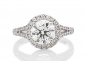 18ct White Gold Engagement Ring With Halo Setting 1.98 Carats