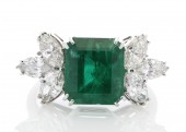 18ct White Gold Diamond And Emerald Cluster Ring 1.80 Carats