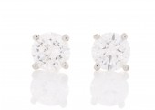 18ct White Gold Diamond Stud Earrings D SI 1.00 Carats