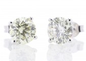 18ct White Gold Single Stone Prong Set Diamond Earring 4.22 Carats