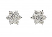 Diamond Earrings flower studs 0.45 Carats 9ct White Gold ~ RRP £1250