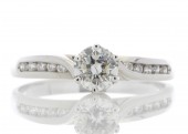 18ct White Gold Solitaire Diamond Ring With Stone Set shoulders 0.60 Carats