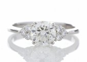 18ct White Gold Single Stone With Heart Shaped Set Shoulders Diamond Ring 1.29 Carats