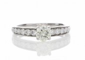 18ct White Gold Single Stone Diamond Ring With Stone Set Shoulders (0.51) 0.89 Carats