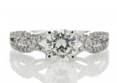 18ct White Gold Single Stone Claw Set Diamond Ring With Stone Set Shoulders 1.32 Carats