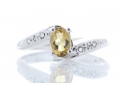 9ct White Gold Diamond And Citrine Ring 0.01 Carats