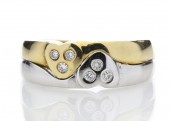 18ct Two Tone Double Heart Diamond Ring 0.09 Carats