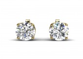 9ct Yellow Gold Single Stone Four Claw Set Diamond Earring H SI 0.33 Carats