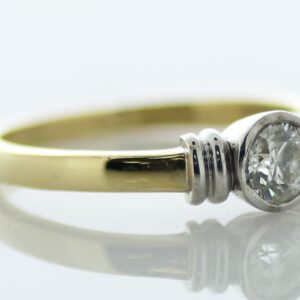 18ct Yellow Gold Single Stone Rub Over Set Diamond Ring 0.40