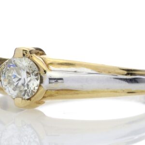 18ct Two Tone Single Stone Rub Over Set Diamond Ring 0.35 Carats