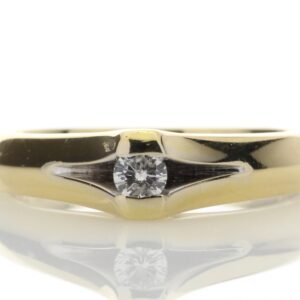 18ct Single Stone Fancy Rub Over Set Diamond Ring F SI 0.10 Carats