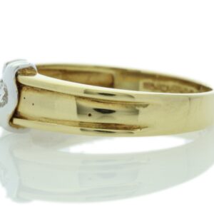 18ct Yellow Gold Single Stone Fancy Rub Over Set Diamond Ring 0.21