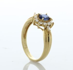 18ct Yellow Gold Oval Cut Sapphire And Diamond Ring (S0.45) 0.30