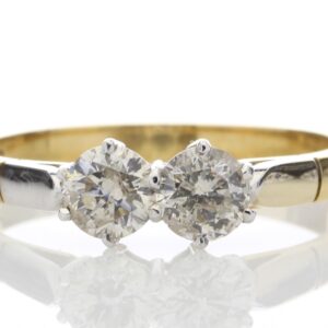 18ct Two Stone Claw Set Diamond Ring 0.75 Carats