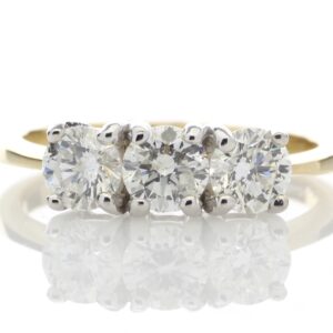 18ct Yellow Gold Three Stone Claw Set Diamond Ring G SI 1.00 Carats