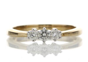 18ct Yellow Gold Three Stone Claw Set Diamond Ring 0.25