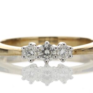 18ct Yellow Gold Three Stone Claw Set Diamond Ring 0.25