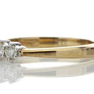 18ct Yellow Gold Three Stone Claw Set Diamond Ring 0.25