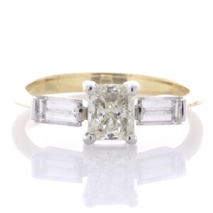 18ct Yellow Gold Three Stone Claw Set Diamond Ring (1.04) 1.54