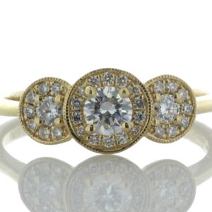 18ct Yellow Gold Three Stone Rub Over Set Diamond Ring (0.21) 0.43