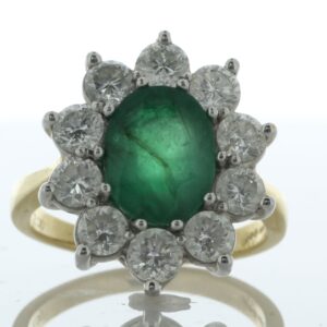 18ct Yellow Gold Diamond And Oval Emerald Ring (E4.00) 2.00