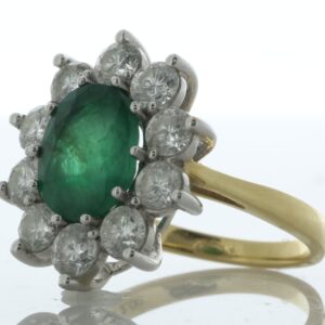 18ct Yellow Gold Diamond And Oval Emerald Ring (E4.00) 2.00