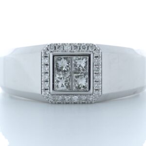 18ct White Gold Single Stone with halo Illusion Set Diamond Ring 0.50 Carats